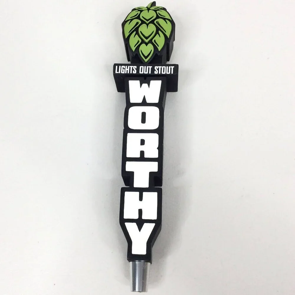 Worthy Brewing Lights Out Stout Tap Handle Craft Beer Bend Oregon Hops Pull Pour